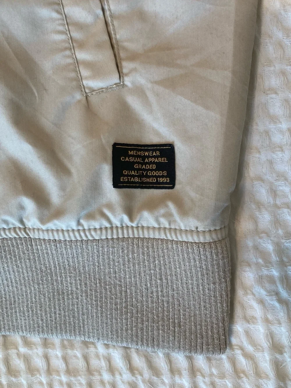H&M Men's Khaki Hooded Full Zip Windbreaker Jacket L